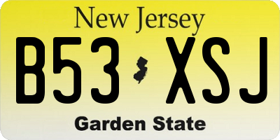 NJ license plate B53XSJ