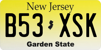 NJ license plate B53XSK