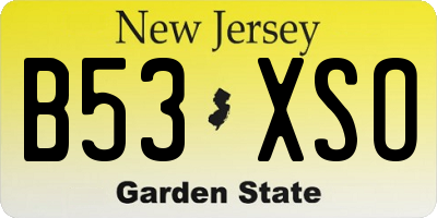 NJ license plate B53XSO