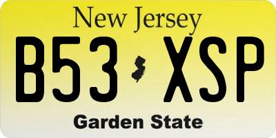 NJ license plate B53XSP