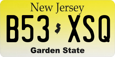 NJ license plate B53XSQ