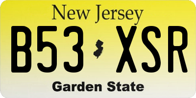 NJ license plate B53XSR