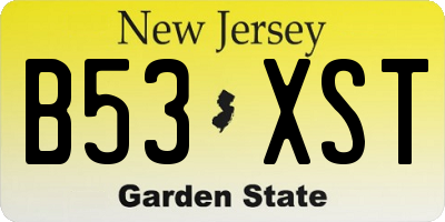 NJ license plate B53XST
