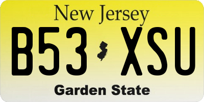 NJ license plate B53XSU