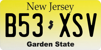 NJ license plate B53XSV