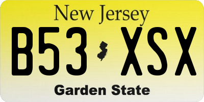 NJ license plate B53XSX