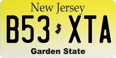 NJ license plate B53XTA