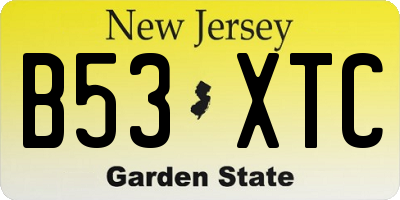 NJ license plate B53XTC