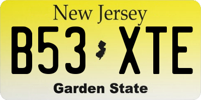 NJ license plate B53XTE