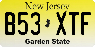 NJ license plate B53XTF