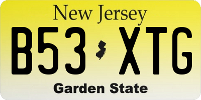 NJ license plate B53XTG