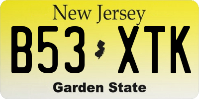 NJ license plate B53XTK