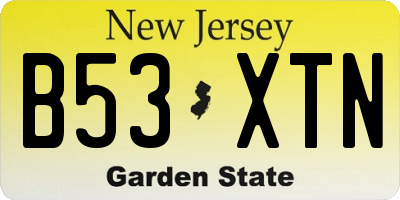 NJ license plate B53XTN