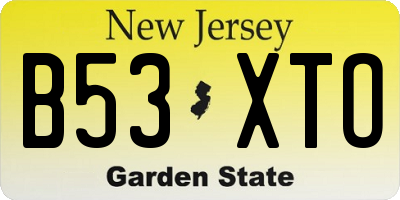 NJ license plate B53XTO