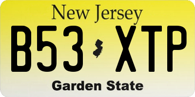 NJ license plate B53XTP
