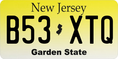 NJ license plate B53XTQ