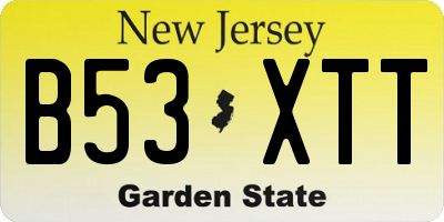 NJ license plate B53XTT