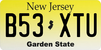 NJ license plate B53XTU