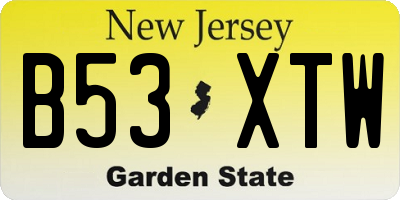 NJ license plate B53XTW