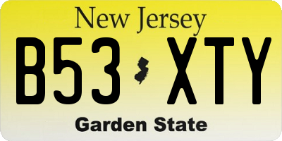 NJ license plate B53XTY