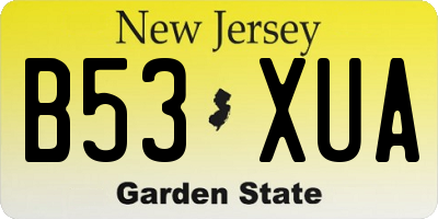 NJ license plate B53XUA