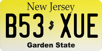 NJ license plate B53XUE