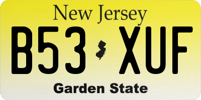 NJ license plate B53XUF