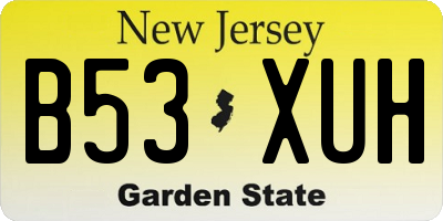 NJ license plate B53XUH