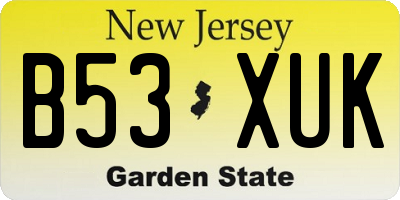 NJ license plate B53XUK