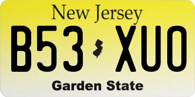 NJ license plate B53XUO