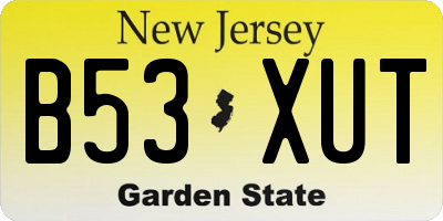 NJ license plate B53XUT