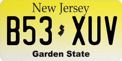 NJ license plate B53XUV