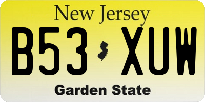 NJ license plate B53XUW