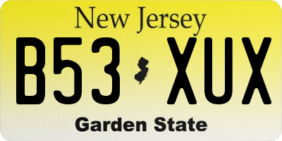 NJ license plate B53XUX