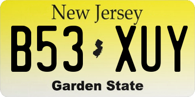 NJ license plate B53XUY