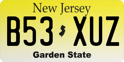 NJ license plate B53XUZ