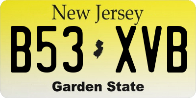 NJ license plate B53XVB