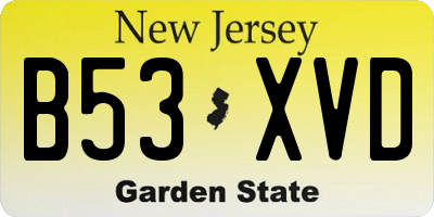 NJ license plate B53XVD
