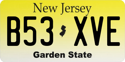 NJ license plate B53XVE