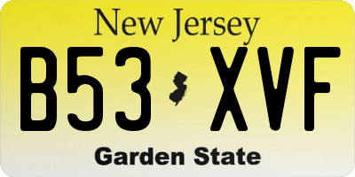 NJ license plate B53XVF