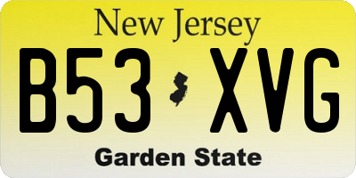 NJ license plate B53XVG