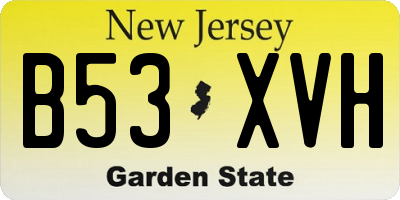 NJ license plate B53XVH