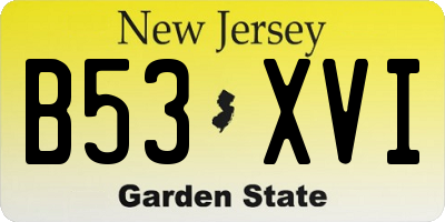 NJ license plate B53XVI