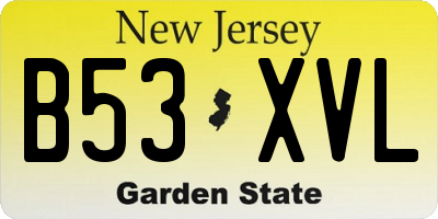 NJ license plate B53XVL