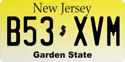 NJ license plate B53XVM