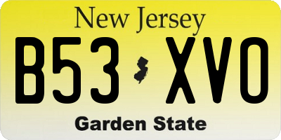 NJ license plate B53XVO