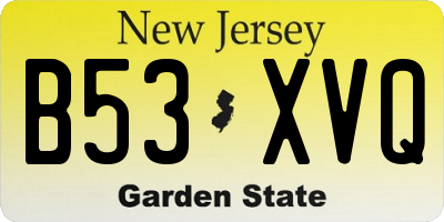 NJ license plate B53XVQ