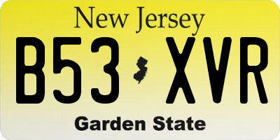 NJ license plate B53XVR