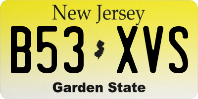 NJ license plate B53XVS