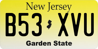 NJ license plate B53XVU